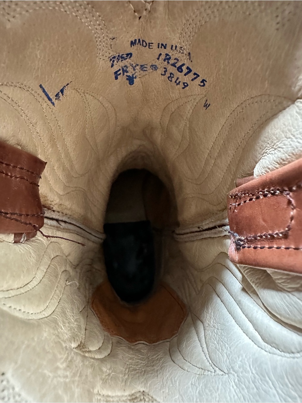 Vintage Frye 3849 Western Cowboy Boot—7.5—Made in the USA—Brown Leather—Cognac - Picture 7 of 8